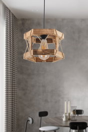 Opviq Lámpara de Araña Hexagonal Natural de Madera